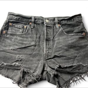 Levi’s 501 Distressed Black Denim Shorts